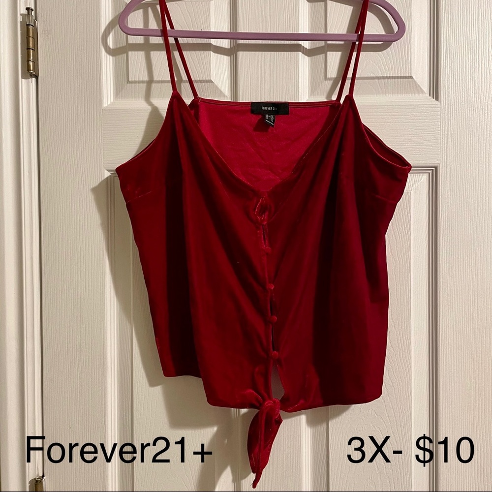 Velvet Red Button Up Tank
